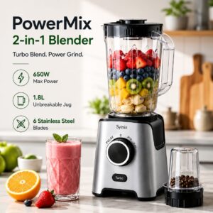 Syinix PowerMix 2 in 1 Blender SBL65E1 650W with Grinder