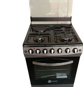Nunix 60x65cm Standing Cooker – 3 Gas Burners + 1 Electric Oven with Rotisserie